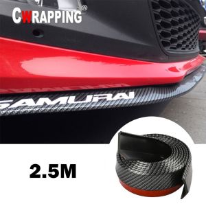 Car Front Bumper Lip Carbon Fiber Rubber Universal Protector Bumper Lip Strip Spoiler Side Skirt Rubber Anti Scratch Protector