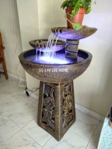 S15 Yellow Hibiscus Feng Shui Water Fountain  Pond Kolam Air Sandstone Garden Water Feature 风水流水喷泉瀑布池 Fish Waterfall