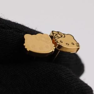 RAISS ต่างหูแฟชั่นลูกแมว KT น่ารักแนวเกาหลีเข้ากับทุกชุดได้ไม่เป็นสนิมต่างหูสแตนเลสสำหรับสุภาพสตรี