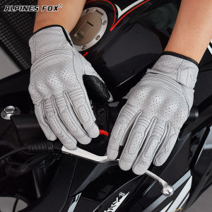 2023 New Vintage Motorcycle Gloves Cafe Racer Retro Yellow Leather Motocross Gloves Touch Screen Motorbike Biker Gloves Moto