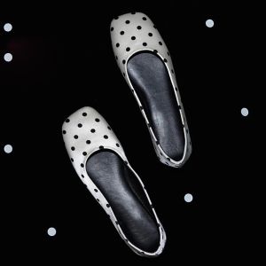 French Vintage Polka Dot Ballet Flat Shoes Slip-On Low Cut Flat Bottom Bean Bean Boat Shoes Comfortable Rubber Sole for Commuting