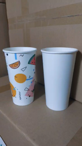 Ly giấy 22oz - 650ml Trắng Set 50-300 cái kèm nắp