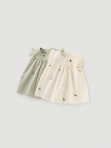 GURCOOC | Cotton Summer Dress for Baby Girls Thin and Breathable Puff Sleeve