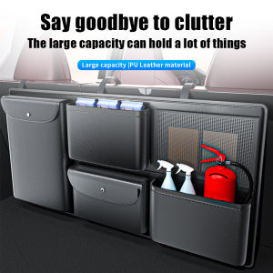 Car Trunk PU Leather Storage Bag Large Capacity Hanging Organizer Practical Car Backseat Pocket Suitable for SUV Crossover