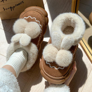 Cute Cotton Slippers Womens Winter Velvet Bag Heel Thick Sole Indoor Home Non-Slip Warm Fluffy Cotton Shoes Mens
