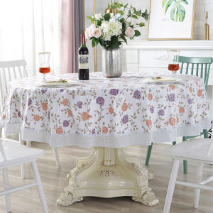 Thickened PVC round Tablecloth Restaurant Waterproof Oil Resistant No Wash round Tablecloth Home Country Style Large round Tablecloth