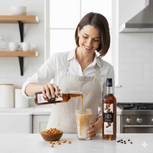 1883 MAISON Routin Caramelized Peanut Syrup 1L - Premium French Nutty Flavor Syrup for Coffee & Milk Tea