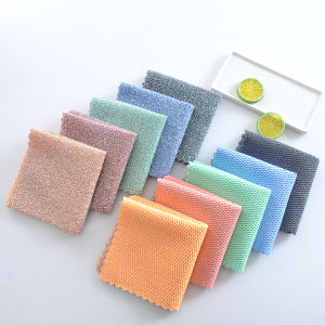 Double-Sided Silver Thread Scrubbing Cloth Kitchen Dish Towel Water Absorbent Non-Stick Oil Home Use Household Cleaning Tool