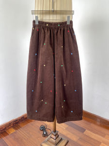 Large Embroidered Corduroy Pants High Waist Comfortable Casual Loose Fit Womens Fashionable Versatile Clogs Casual Pants