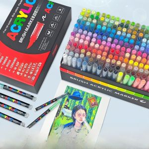 White Acrylic Liquid Marker Pen Soft Tip for Art Students DIY Hand Drawing Colorable Guangna 8101 Series Fabric Wood Ceramic Plastic