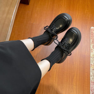 Womens Soft Leather Thick Bottom Slip-On Shoes JK Style Tassel Loafers Comfortable Winter Warm Fleece Lined Platform Flats