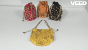 Multicolor Rajasthani Embroidered Silk Potli Bag with Bead Work | Ethnic Bridal Clutch for Women & Girls (1 Pc)