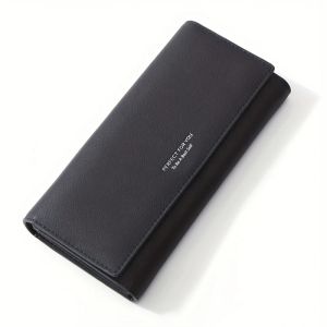 New Simple Women Leather Wallet Designer Clutch Female Long Wallets Ladies Purses Strap Money Clip Card Holder Carteras