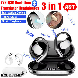 KEBETEME Wireless BT V5.4 Translation Earbuds HIFI Bass ENC Noise Reduction 144 Languages Real Time Ai Translating OWS Open Headphones