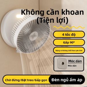 Quạt Cầm Tay Đa Năng 3 Trong 1 Tích Hợp Gắn Tường Dung Lượng Pin 5000mAh Mới Năm 2024 Tốc Độ Quạt 90 °   Thiết Kế Gấp Gọn 4 Tốc Độ Và Đèn Ngủ Ấm Áp - Quạt Làm Mát Có Thể Sạc Lại