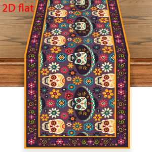 Sugar Skull Table Runner Mexican Day of the Dead Fiesta Halloween Cabinet Dresser Party Holiday Home Decorative Ornament
