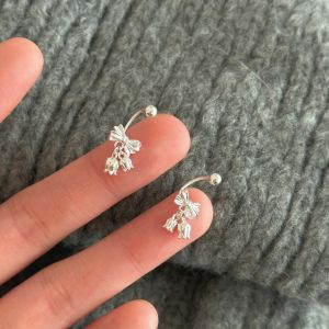 S925 Silver Butterfly Knot Ear Cuff Womens Sweet Bent Hook Ear Drop for Pierced Ears High-End Sensation Screw Earrings Jewelry