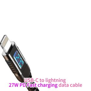 MFi-Certified USB-C to Lightning Fast Charging Cable with LED Display 27W PD Fast Charge for iPhone 8-14 & iPad