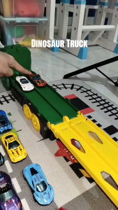 Dinosaur Transporter Truck Toy Tyrannosaurus Rex Transformed Dinosaur Truck Toys with 6PCS Alloy Car Toys Boys Gift