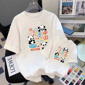New 2024 Trendy Family Matching Shortsleeve Tees for Three Four Members Summer Casual Cotton Travel Tshirts Childrens Wear