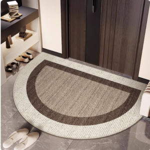 VIKAMA Half Round Braided Doormat Two Tone Border Non Slip Wear Resistant Entry Floor Mat Front Door Hallway Home Decor Carpet