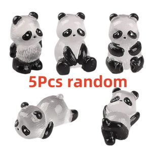 5Pcs 3D Mini Glowing In Dark Panda Toy DIY Handmade Resin Luminous Figurines Home Ornaments Panda Decorate Micro Landscape