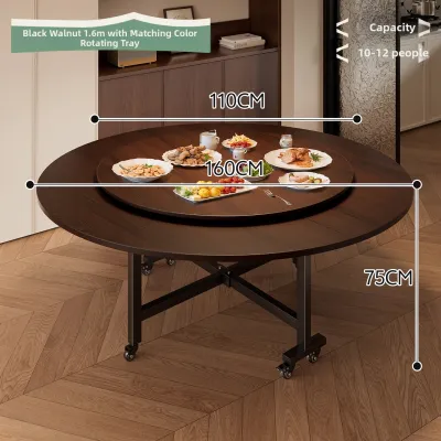 ZHUSHANXIA | Large Folding Round Dining Table 10-15 People Home Use