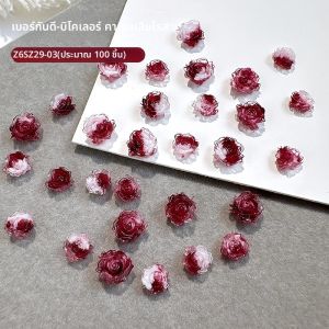 สีชมพูหวานGradient Rose Camelliaดอกไม้Bowknot Rhinestonesคริสตัลเพิร์ลเจาะตกแต่งเล็บเล็บเครื่องมืออุปกรณ์เสริม