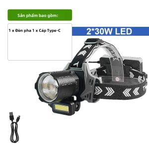 Đèn Pha LED Siêu Sáng 20.000.000LM Có Thể Sạc Lại 18650 Đèn Pha Công Suất Cao Với Ánh Sáng Vàng Và Trắng Để Câu Cá