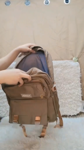 THANKS99 SHOP#123 Stylish Women`s 16inch Backpack designed w/ multiple external pockets including front zip compartments