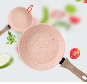 Chảo Chống Dính 16cm Vân Đá Cán Gỗ Cao Su Chống Nóng Cao Cấp Dùng Cho Mọi Loại Bếp