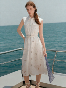 Elle | Sleeveless French Vacation Style A-line Long Dress