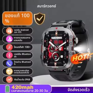 ผู้ชายกันน้ำกลางแจ้งกีฬานาฬิกา HD หน้าจอไฟฉาย LED บลูทูธพูดคุยสุขภาพผู้หญิงสมาร์ทวอทช์สำหรับแอนดรอยด์ ไอโอเอส