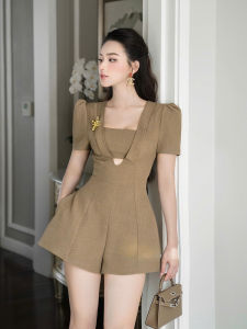 Retro Small Fragrance Style One-Piece Summer Outfit Sweet And Spicy High Society Lady Slimming Shorts High Waist Wide Leg Pants