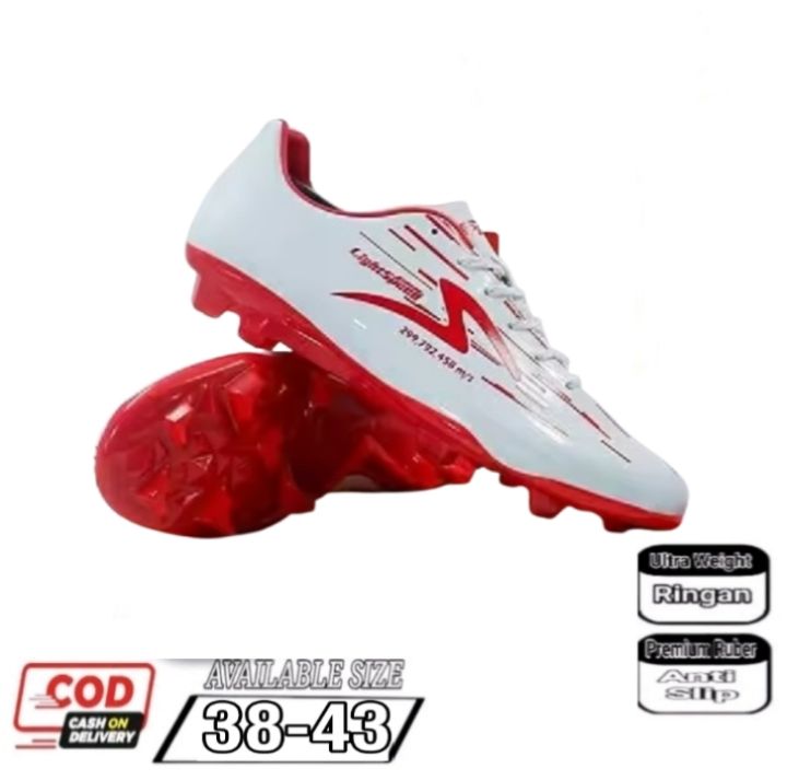 sepatu bola specs lightspeed putih merah