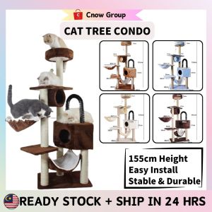 Cat Tree Height Premium Large 155cm Cat Scratcher Climbing Condo House Toy Tower High Quality