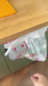 Foldable Trash Can Garbage Bag Holder Punch Free Cabinet Door Kitchen Storage Rack