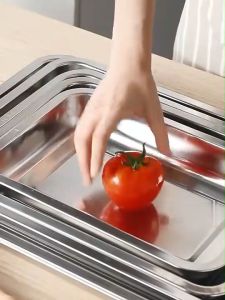 MI-C1217 Nampan Persegi Bahan Stainless Steel Premium Wadah Makanan / Baki Tray Nampan Loyang Kotak