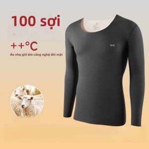 Áo lót giữ nhiệt MiiOW nam làm bằng vải lông cừu và lụa giữ ấm chống khuẩn