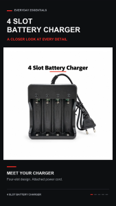 4 SLOT CHARGER 4.2V 3.7V RECHARGEABLE LI-ION BATTERY BUTTON TOP BATERAI 18650 FLAT TOP