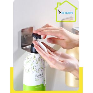 Móc Dán Tường Treo Chai Dầu Gội Sữa Tắm Bình Nước Rửa Tay Có Vòi Xịt INOX 304 Siêu Chắc SHINRAI