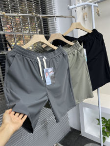 Cool Sensation Milk Silk Men's Casual Elastic Waist Straight Leg Short Pants Five-Quarter Length Summer Fashion Urban Style