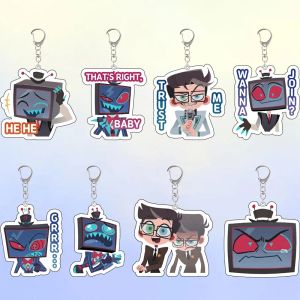 For Hazbin Hotel Vox Q Version Acrylic Keychain Anime Periphery Custom Cartoons Backpack Decoration Cute Pendant Holiday Gift
