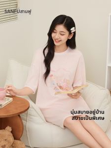 SANFU | Summer Women Cartoon Print Round Neck Night Dress