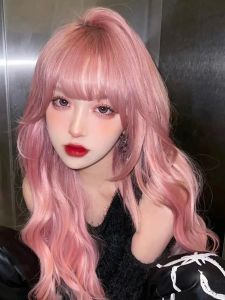 Wig Womens Long Hair Summer Air Bangs Full-Head Wig Style Influencer Picks Big Wave Nature Booster Powder Color Long Curly Hair