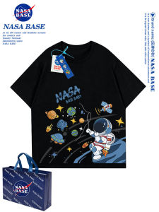 Cute Astronaut Boys T-Shirt Short Sleeve Pure Cotton Summer Childrens Clothing Breathable Sweat Absorbent Cartoon Print Kids Tee
