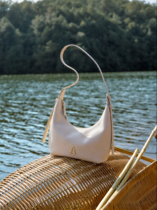 Genuine Leather Moon-shaped Small Handbag