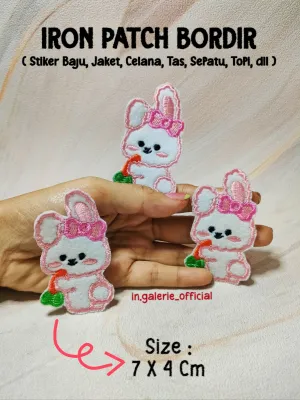 ( Sudah Ada Lem ) Stiker Bordir Kelinci Lucu Untuk Baju Jaket Celana Sepatu Tas Topi dll Emblem Bordir Premium Bunny Iron Patch Bordir Tempel Patch Iron Lucu Murah Emblem Bordil Murah Tambalan Baju Sobek Tempelan Celana Robek Tambalan Jaket Bolong