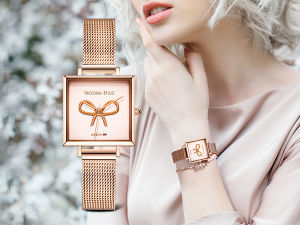 【2 Years Warranty Original Design】 VICTORIA HYDE London Womens Fashion Genuine Leather Watch Retro Square Watch Waterproof Stainless Steel Strap 3D Butterfly Watch