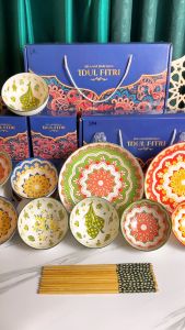 Aveline [Hampers Lebaran] Mangkok Ketupat Gift Set Premium Peralatan Makan Mangkok / Hampers Lebaran Mangkok Set Keramik Souvenir Mangkok Set Japaness Style /Hadiah Kado Lebaran / Gift Hari Raya Idul Fitri / Parcel Eid